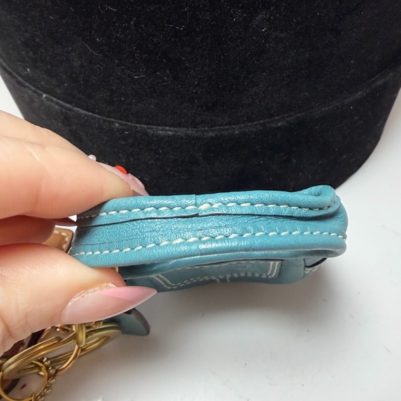 Vintage Coach Mini Hobo Ergo Key Ring/Bag Charm Blue Leather Mini Bag - Picture 8 of 13